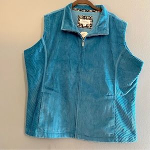 NWT Vermont Country Store Womens Whale Wide Teal Corduroy Full Zipper Ve…